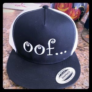 Embroidered Black SnapBack Hat with “oof...”
